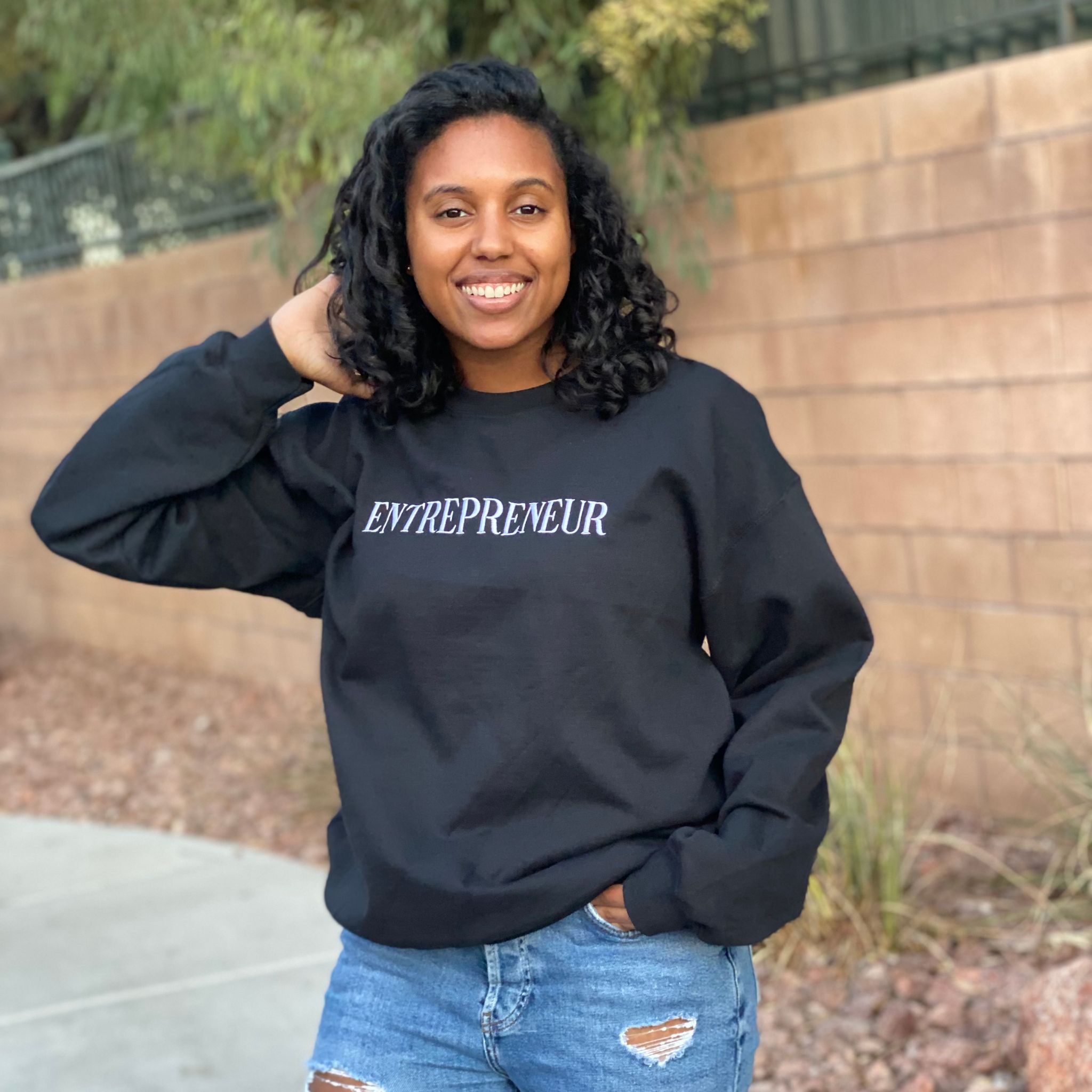ENTREPRENEUR EMBROIDERED SWEATSHIRT - BLACK sold by Her Thriving Goals