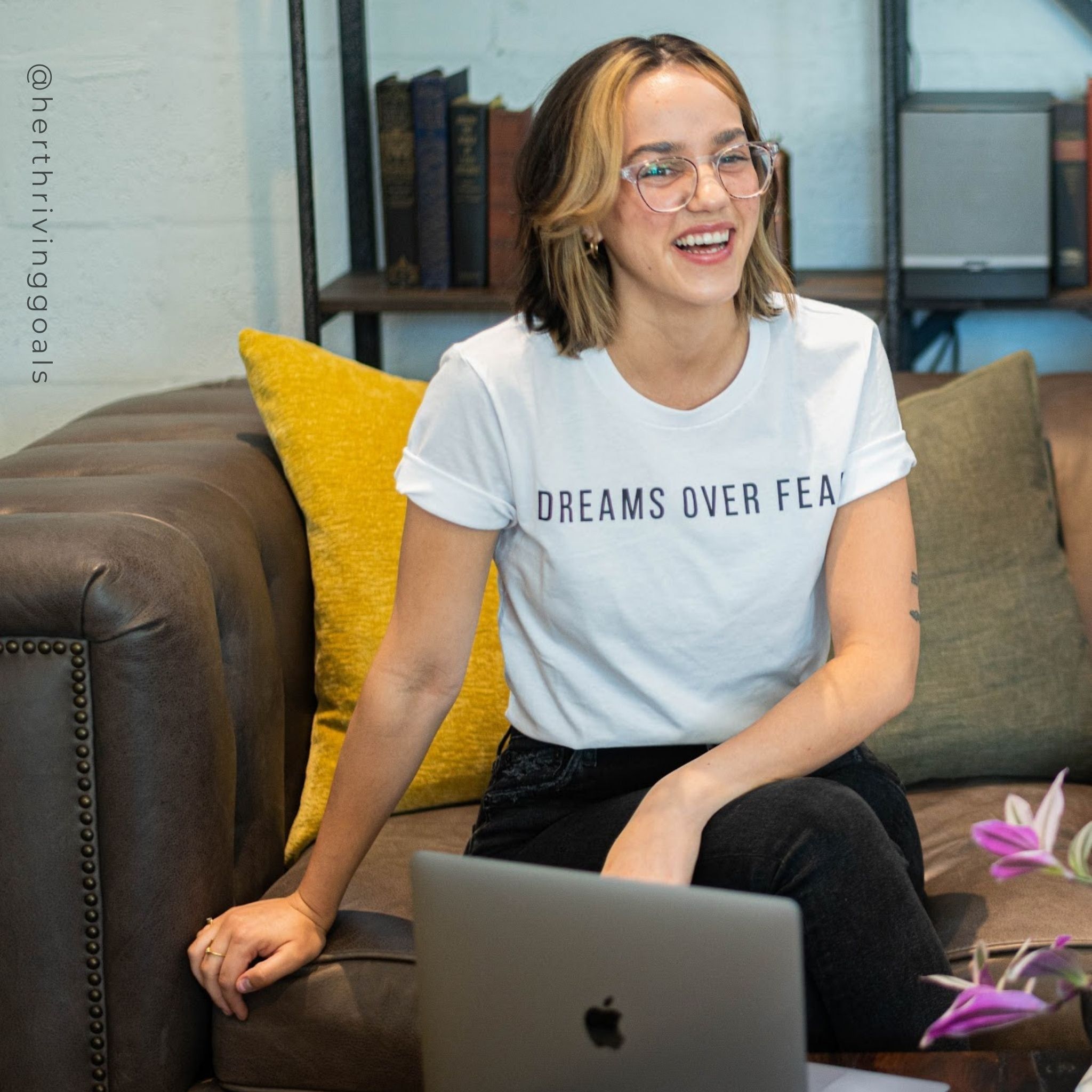 DREAMS OVER FEAR TEE sold by Her Thriving Goals product image thumbnail 2