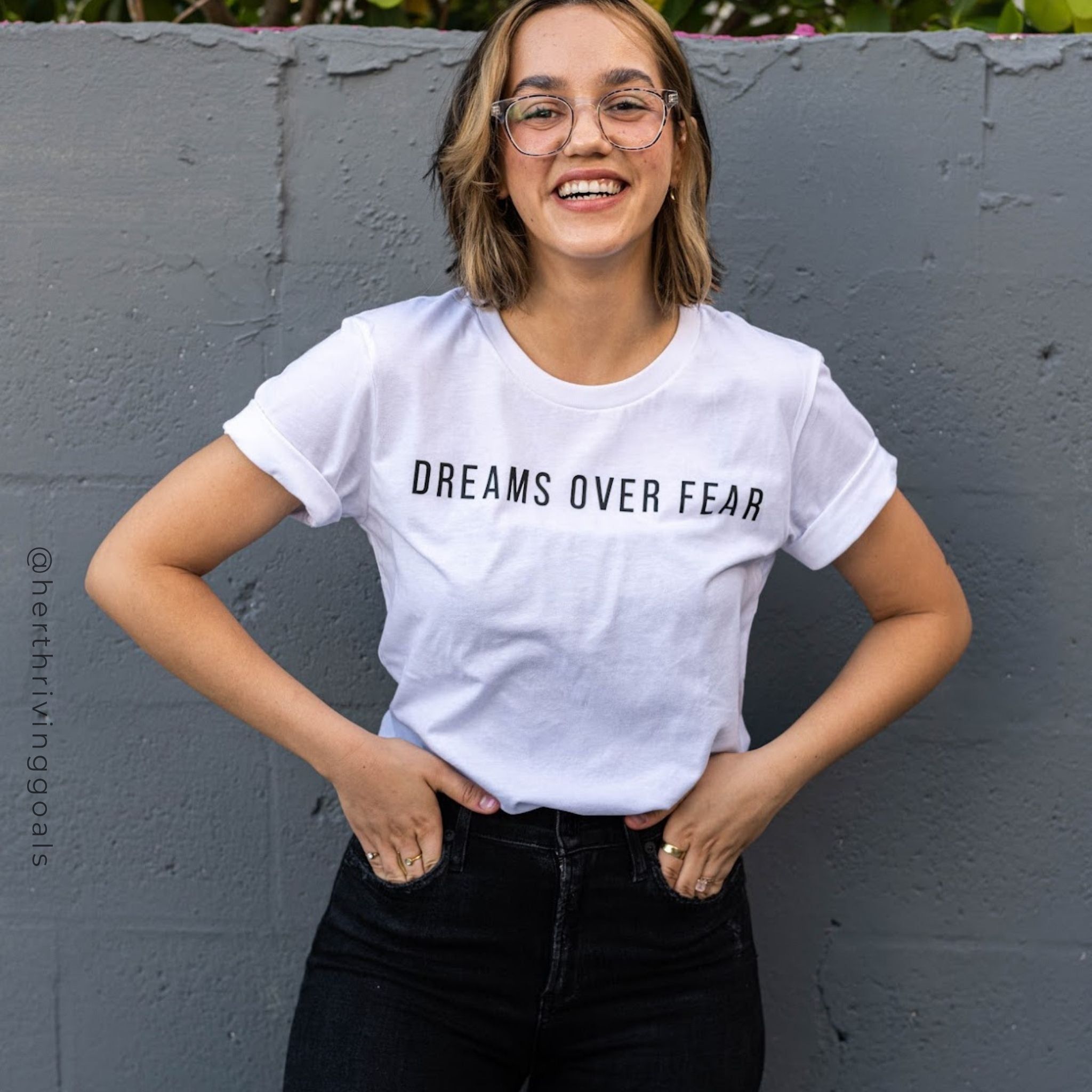 DREAMS OVER FEAR TEE sold by Her Thriving Goals