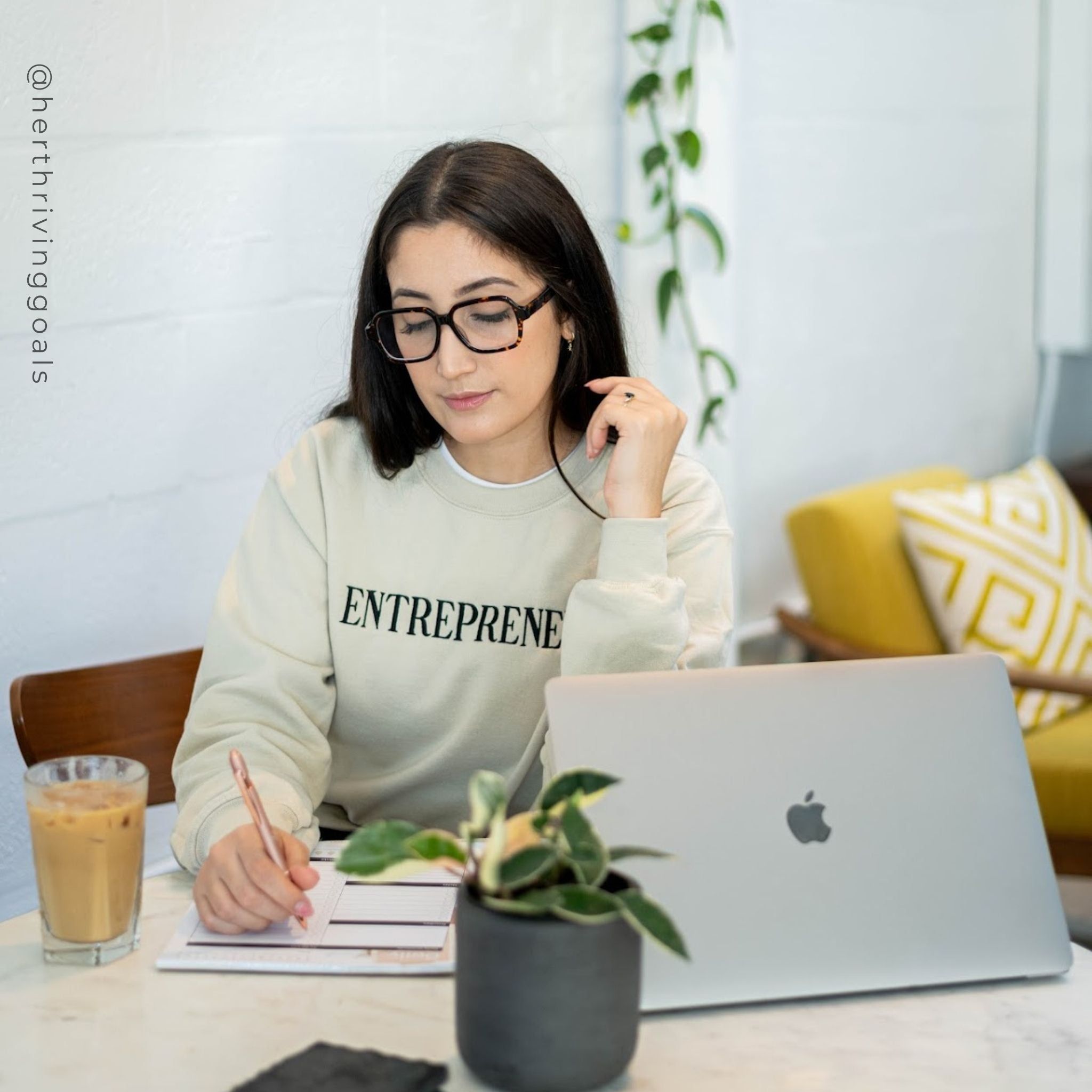ENTREPRENEUR EMBROIDERED SWEATSHIRT - SAND sold by Her Thriving Goals product image thumbnail 3
