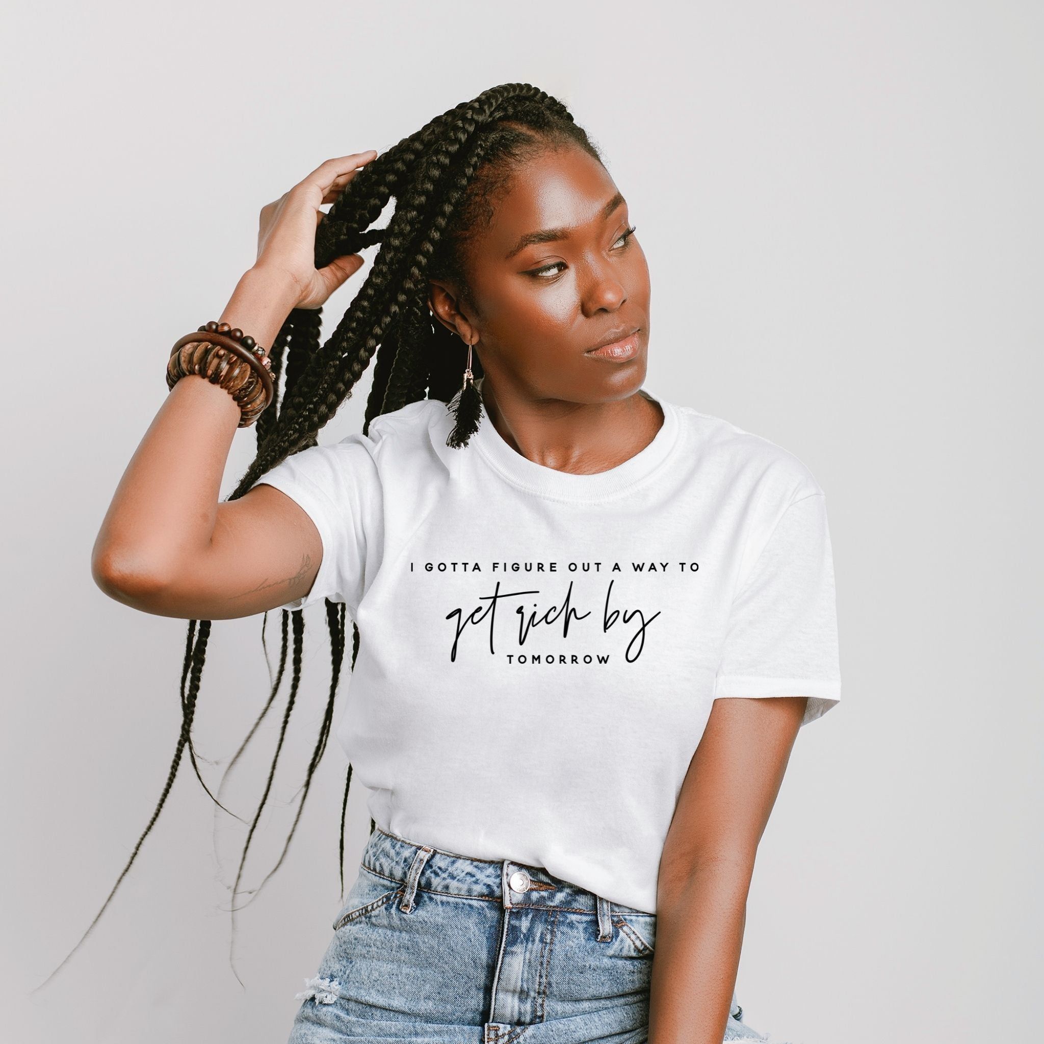 GET RICH BY TOMORROW TEE sold by Her Thriving Goals product image thumbnail 2