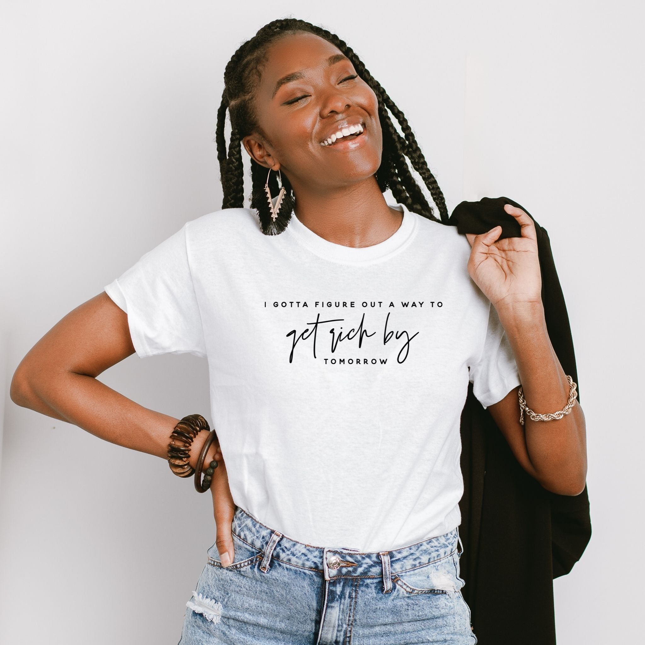 GET RICH BY TOMORROW TEE sold by Her Thriving Goals