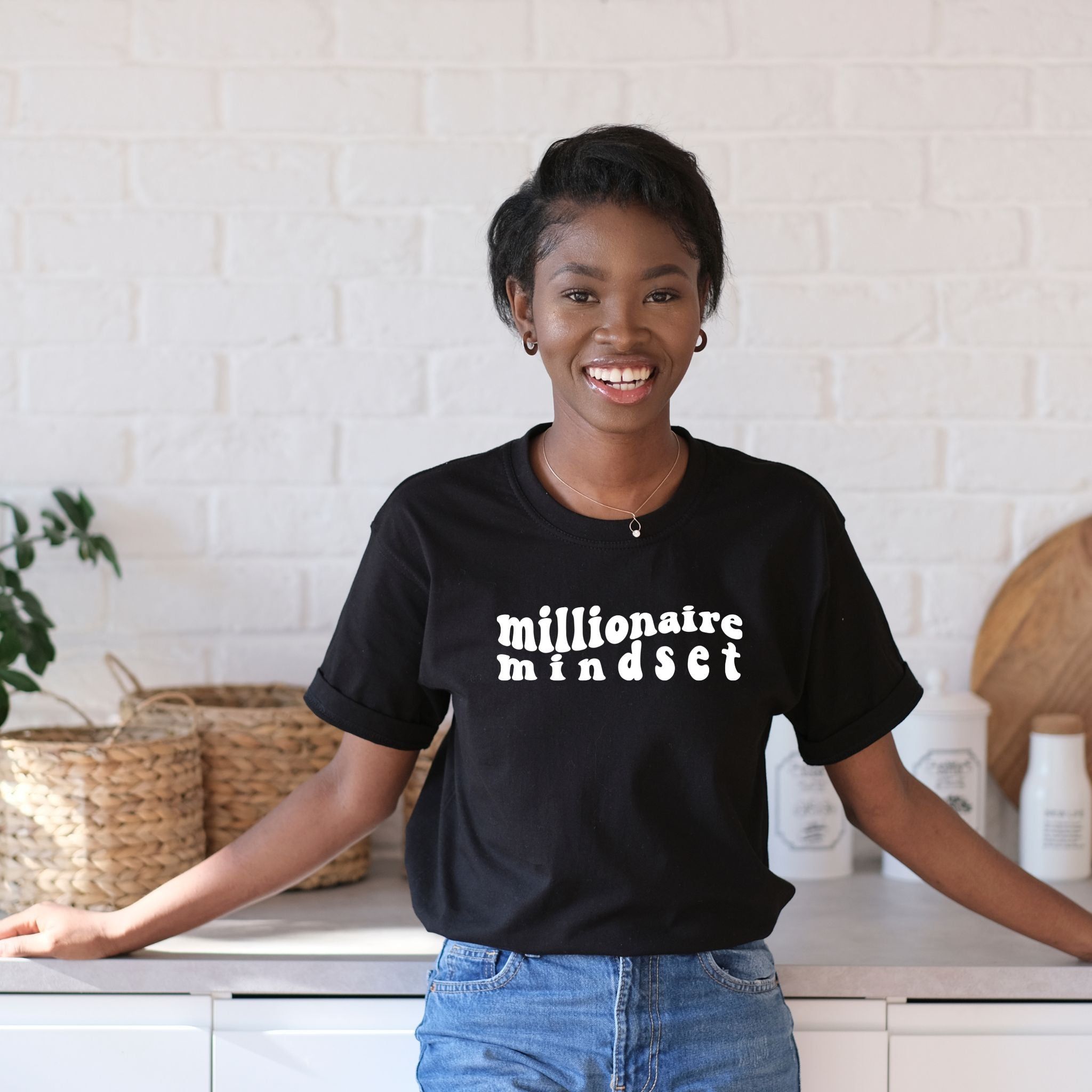 MILLIONAIRE MINDSET TEE sold by Her Thriving Goals product image thumbnail 3