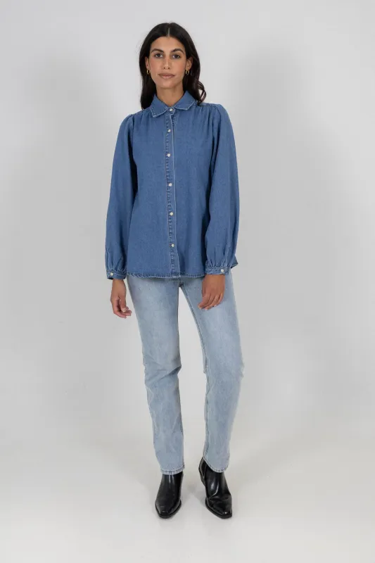 LOUISE DENIM SHIRT - LIGHT BLUE sold by Black & Liberty