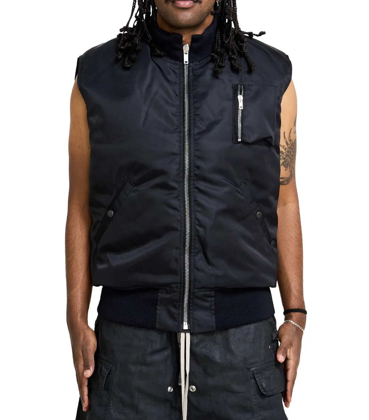 Rick Owens DRKSHDW Bomber Imbottito Senza Maniche Sl Tankers Bomber Black sold by Somewhere