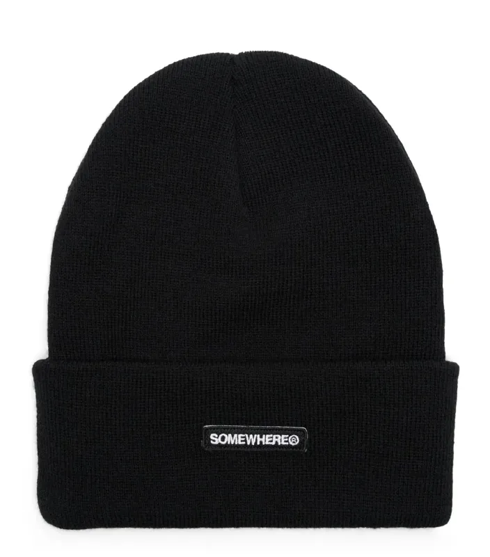 SOMEWHERE Patch Logo Winter Beanie Black made by Somewhere