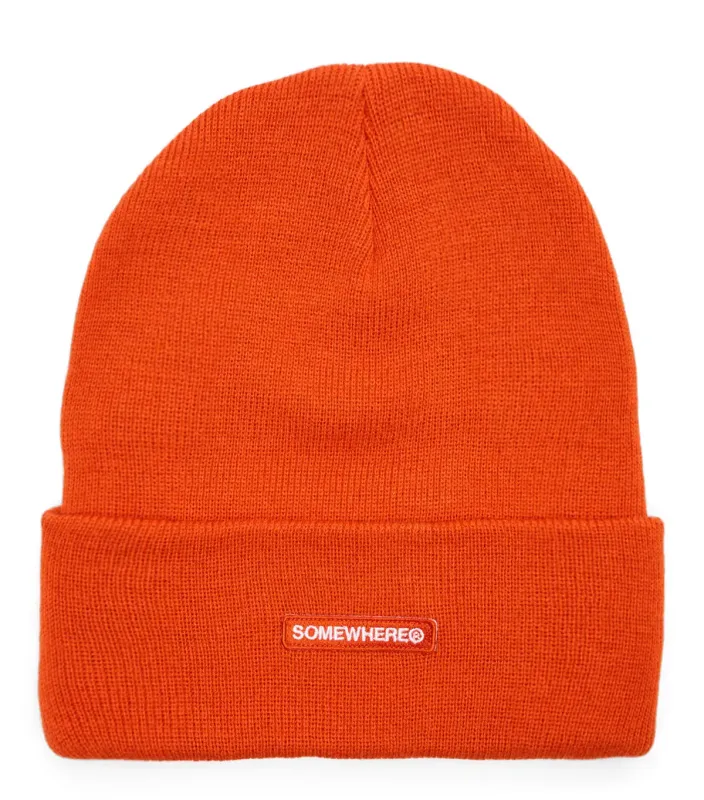 SOMEWHERE Patch Logo Winter Beanie Orange made by Somewhere