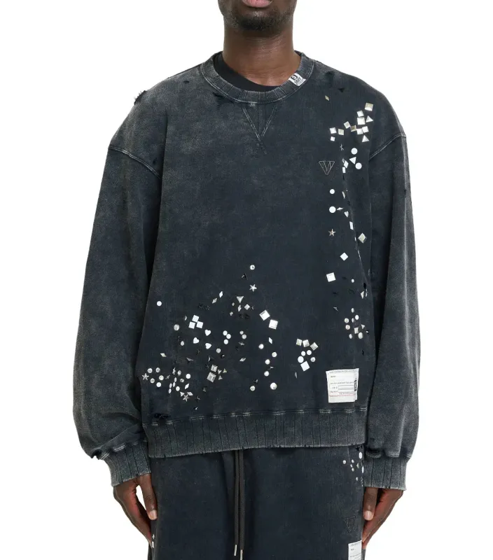 Mihara Yasuhiro Embellished Bleached Pullover Black made by Miharayasuhiro