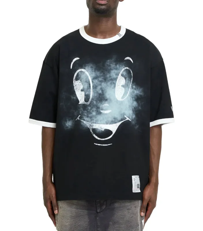 Mihara Yasuhiro Happy Face Printed T-Shirt Black made by Somewhere