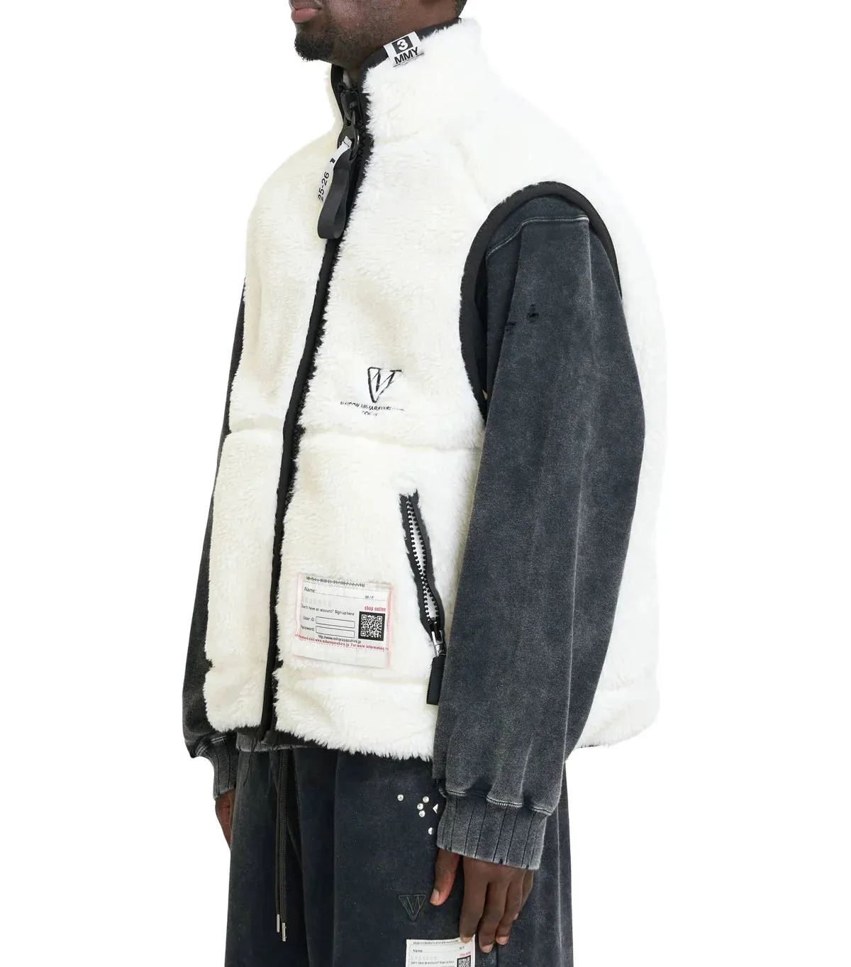 Mihara Yasuhiro Amateur Sewn Wide Back Boa Vest White sold by Somewhere product image thumbnail 2