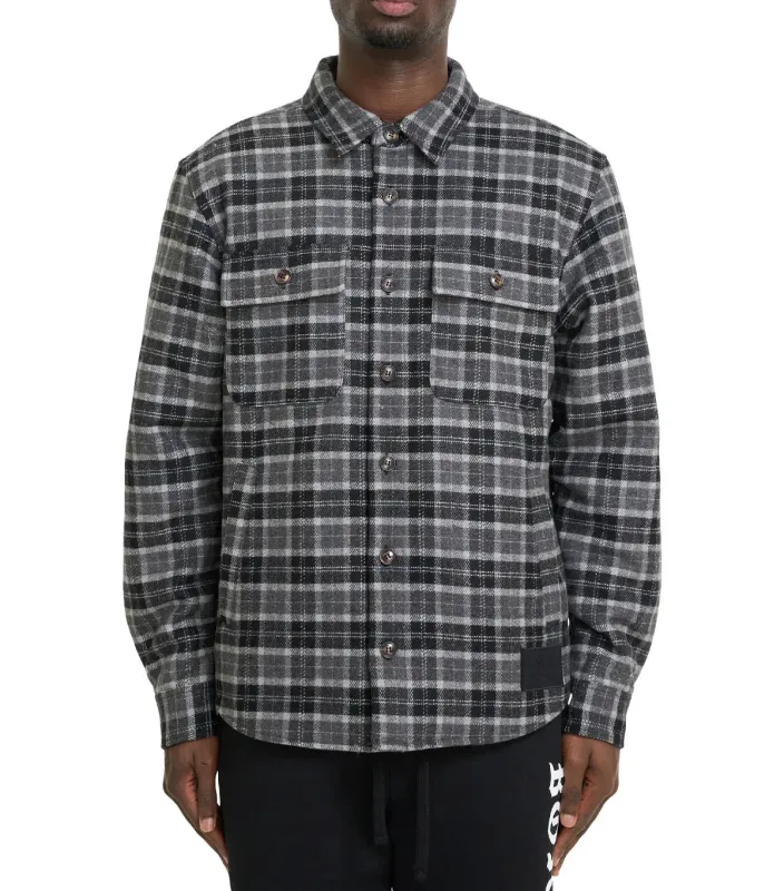 Born x Raised Flannel Shirt Jacket Black made by Somewhere