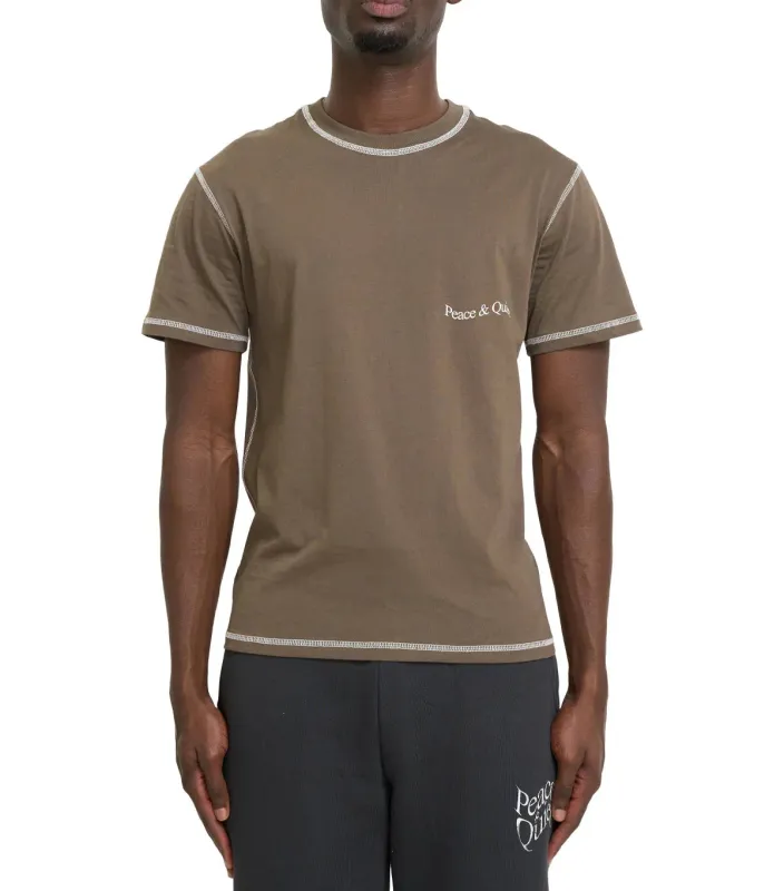 Museum of Peace & Quiet Wordmark Reverse Stitched T-Shirt Brown made by Somewhere