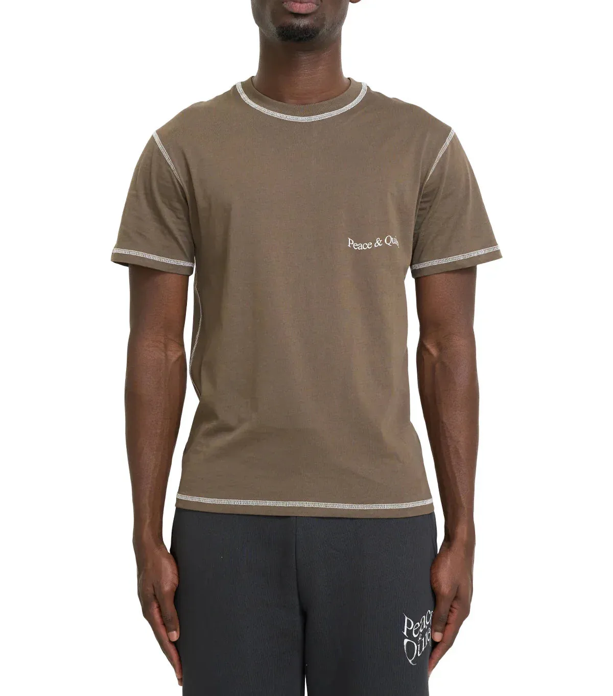 Museum of Peace & Quiet Wordmark Reverse Stitched T-Shirt Brown sold by Somewhere