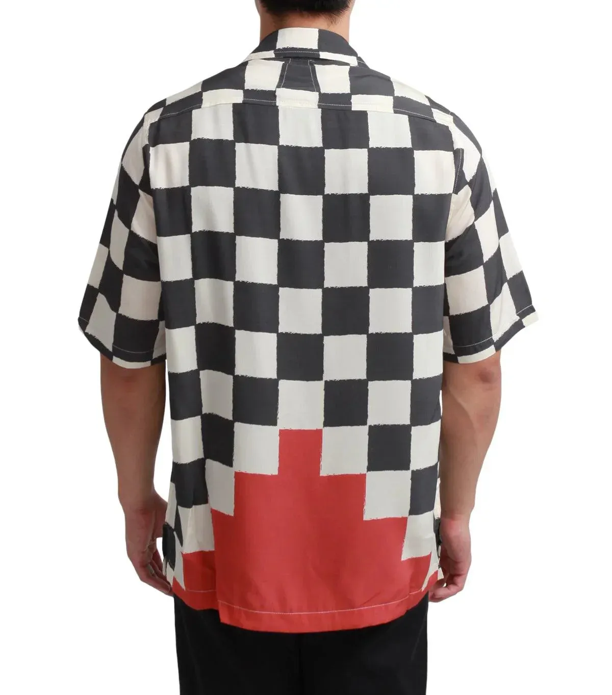 Rhude Silk Printed Broken Checker Shirt Ivory Black sold by Somewhere product image thumbnail 4