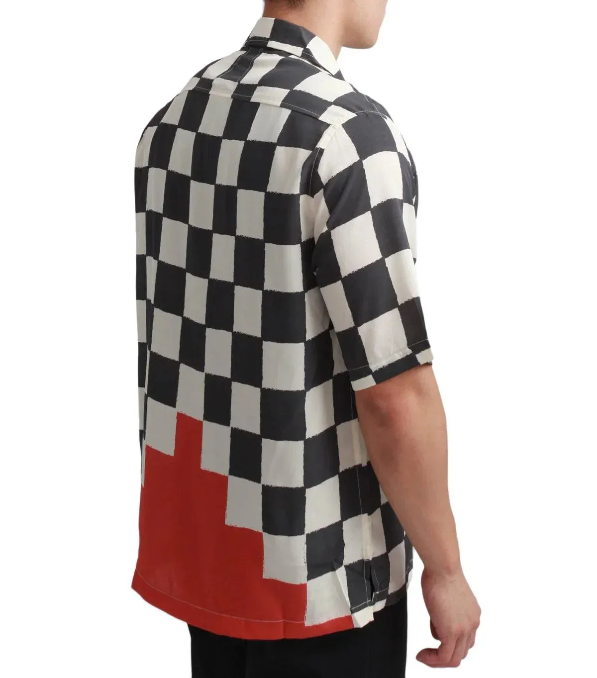 Rhude Silk Printed Broken Checker Shirt Ivory Black sold by Somewhere product image thumbnail 3