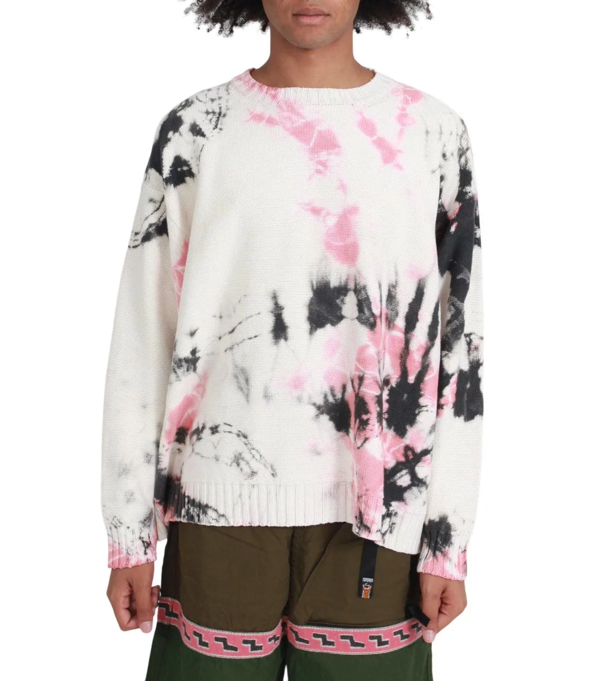 Kapital 5G Cotton Knit Crew Sweater (Ashbury Dyed) Black Pink sold by Somewhere