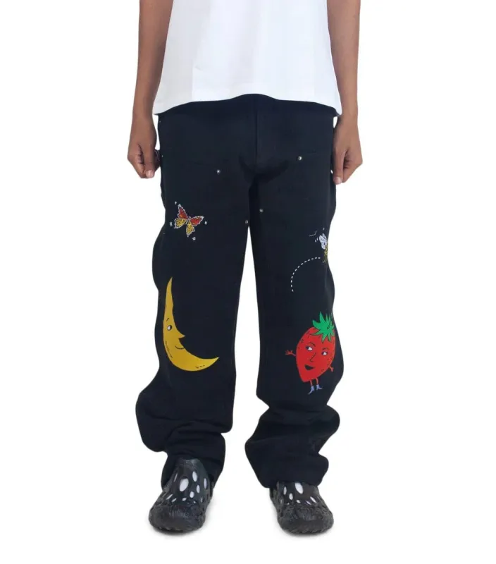 Sky High Farm Canvas Embroidered Workwear Pants Black made by Somewhere