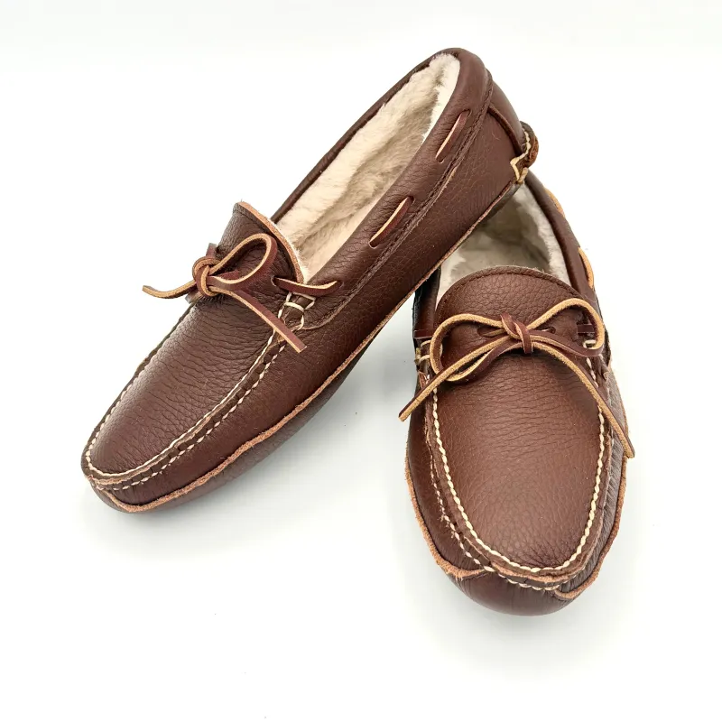 Women's Freeman Slipper - Moose Cognac - Beige Shearling sold by Rancourt & Co