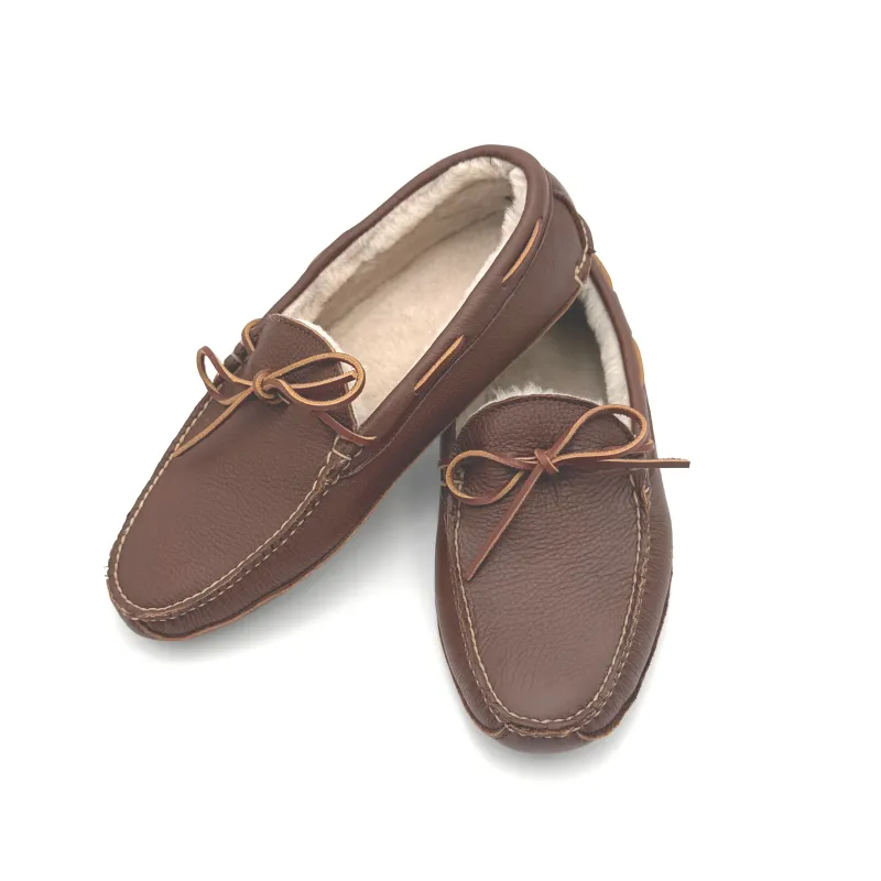 Freeman Slipper - Moose Cognac - Beige Shearling sold by Rancourt & Co