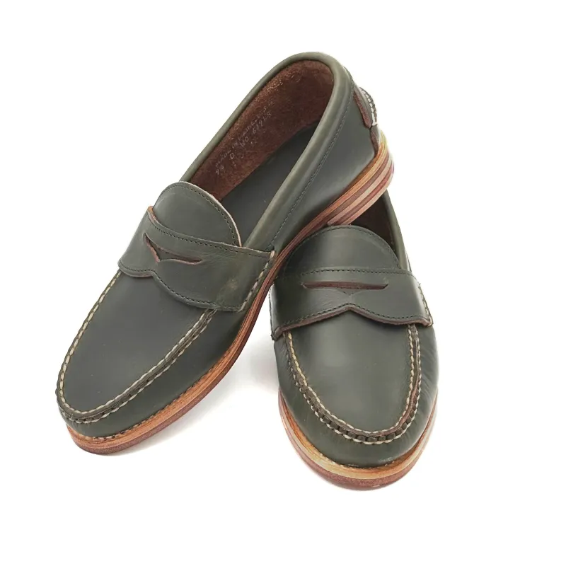 Pinch Penny Loafer - Dark Olive Pull-Up Leather sold by Rancourt & Co