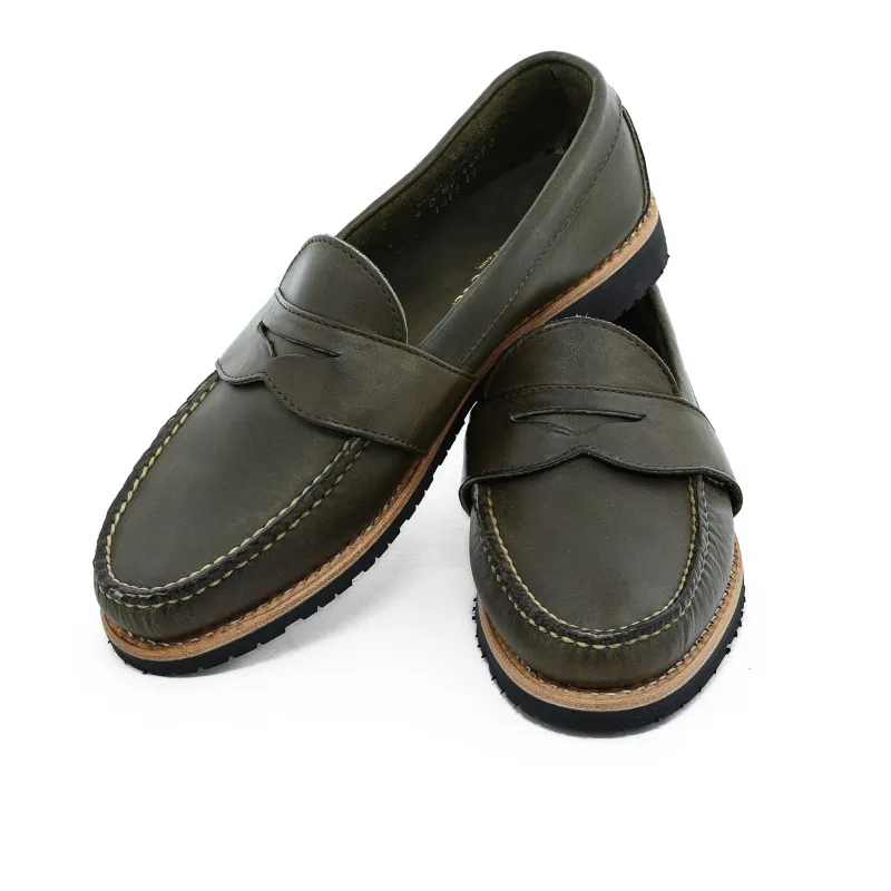Weltline Penny Loafers - Olive Labrador sold by Rancourt & Co