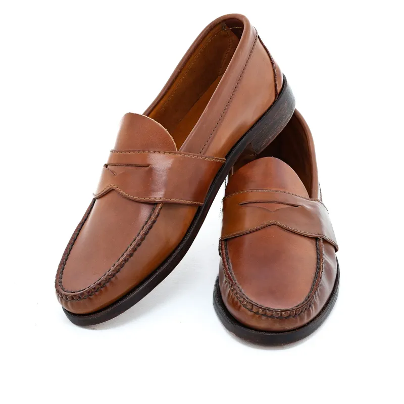 Blue Isle Weltline Penny Loafers - Whiskey Shell Cordovan made by Rancourt & Co