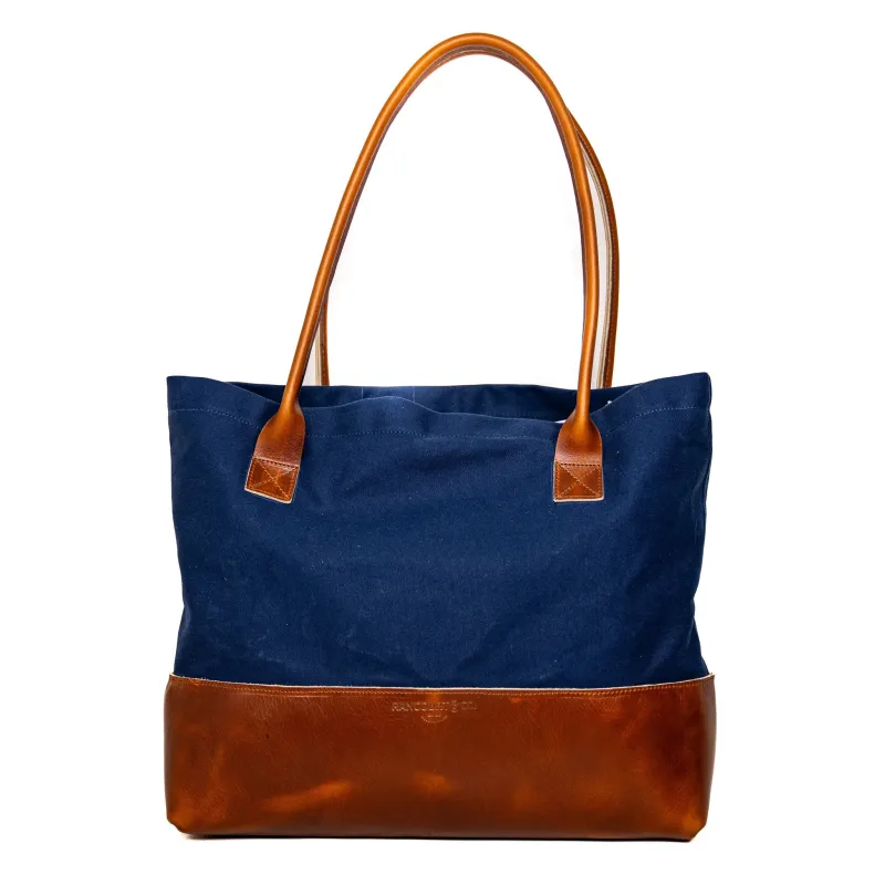 Lubec Tote Chicago Tan/Navy sold by Rancourt & Co