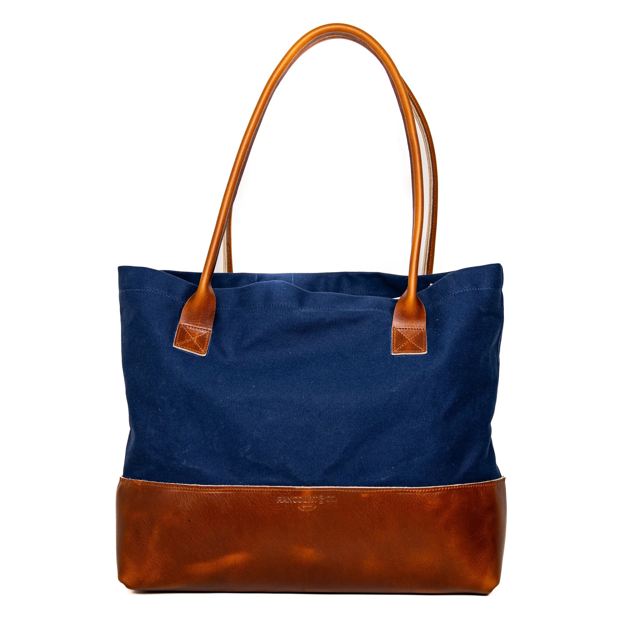 Lubec Tote Chicago Tan/Navy sold by Rancourt & Co