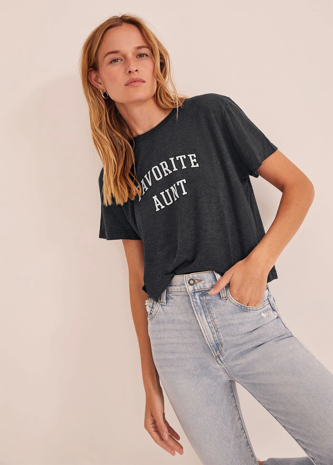 FAVORITE AUNT CROPPED COLLEGIATE TEE sold by Favorite Daughter
