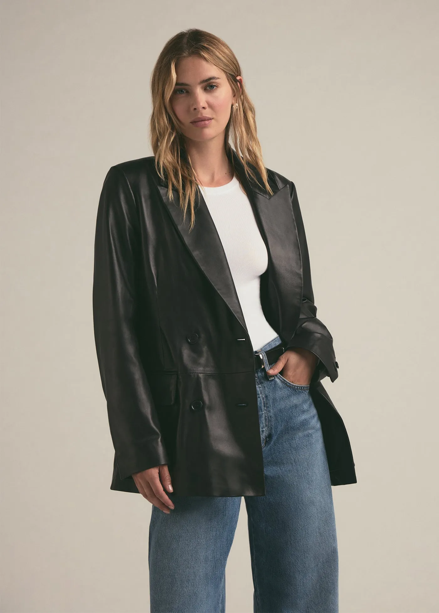 THE AGNES LEATHER BLAZER sold by Favorite Daughter product image thumbnail 5