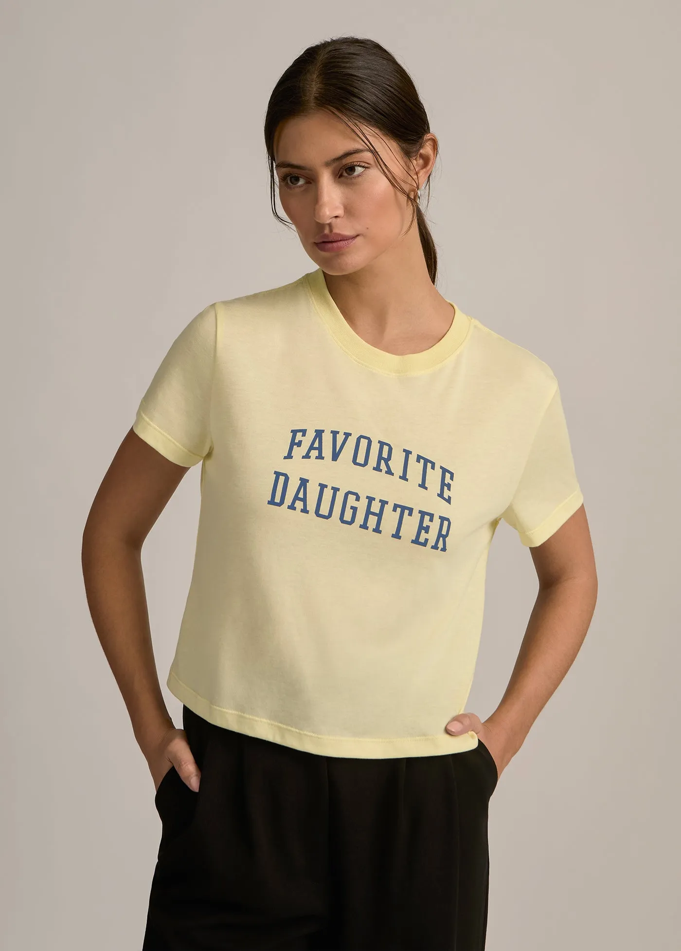 THE CROPPED COLLEGIATE TEE sold by Favorite Daughter