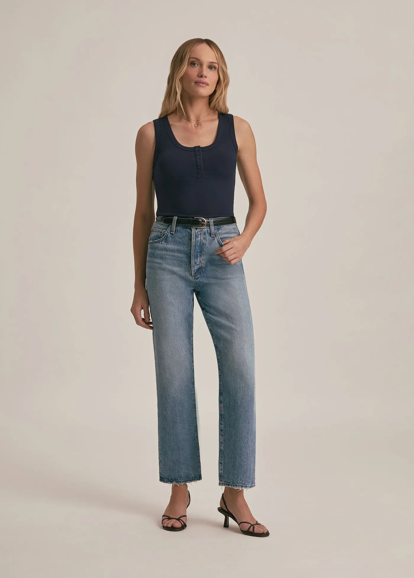 RIBBED HENLEY TANK sold by Favorite Daughter product image thumbnail 2