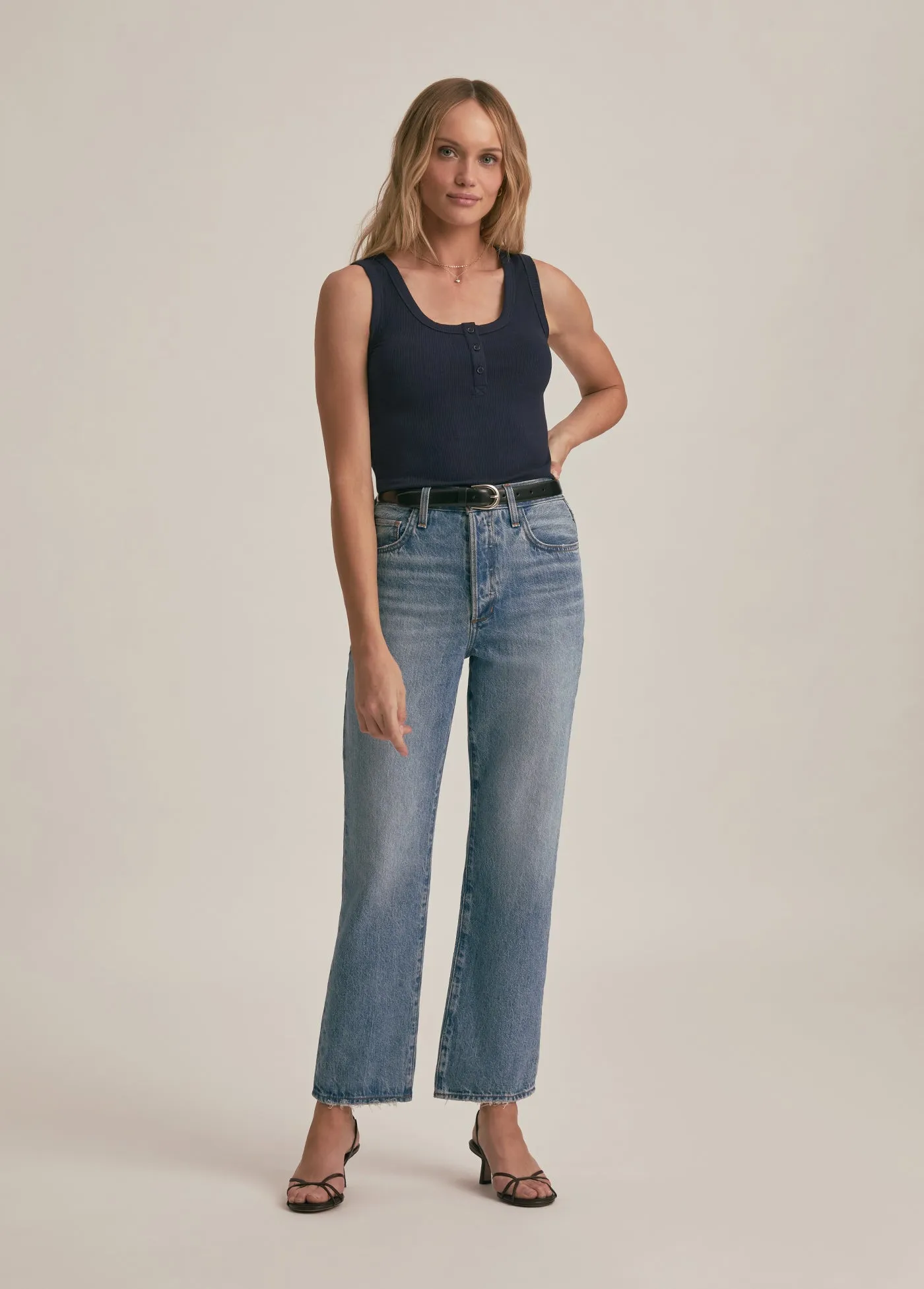 RIBBED HENLEY TANK sold by Favorite Daughter product image thumbnail 3