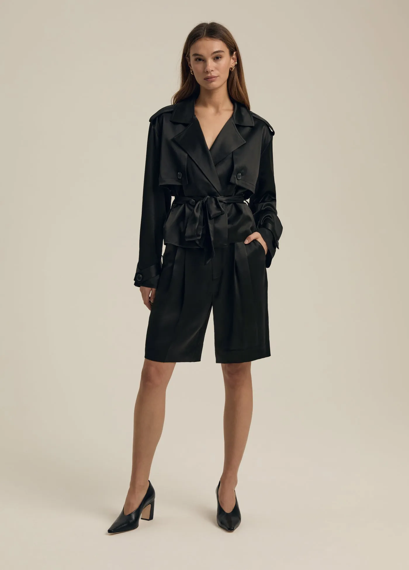 THE CROPPED SATIN CHARLES TRENCH sold by Favorite Daughter product image thumbnail 2