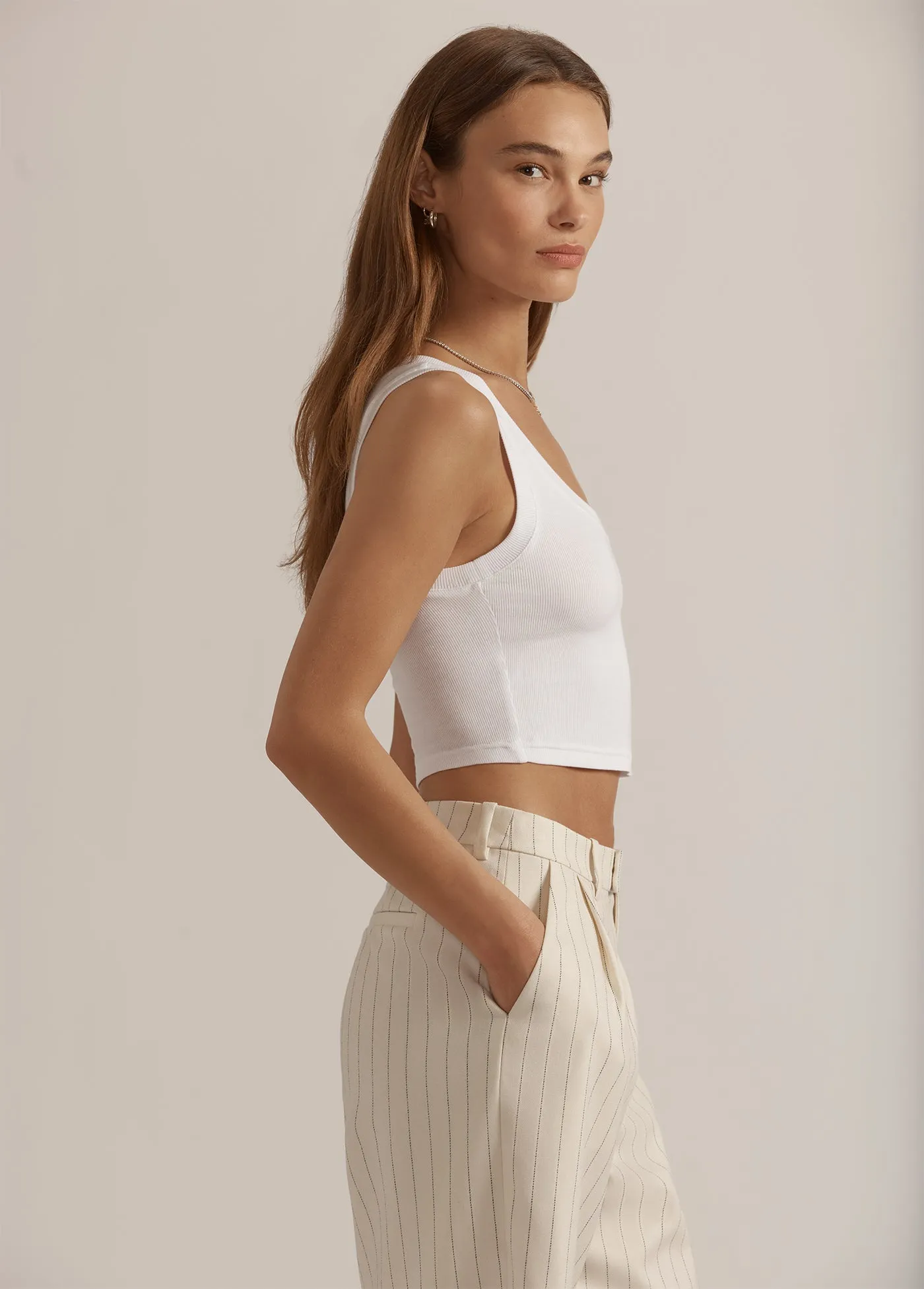 THE CUTTING IT CLOSE CROP TANK sold by Favorite Daughter product image thumbnail 4