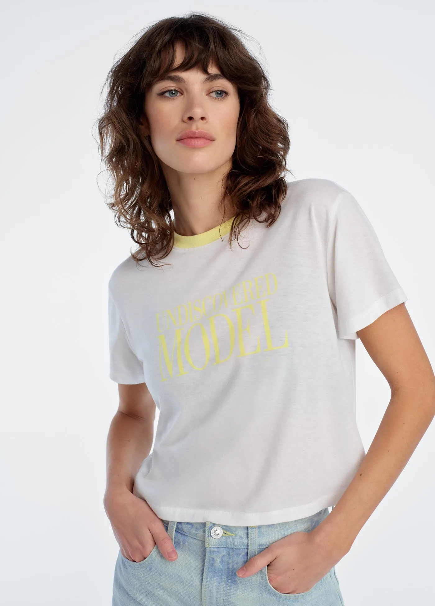 THE CROPPED UNDISCOVERED MODEL TEE sold by Favorite Daughter