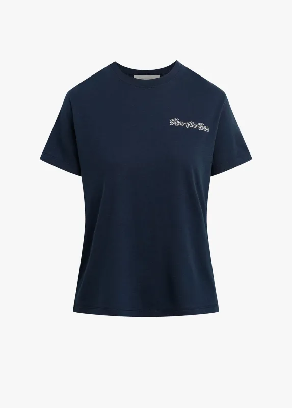 THE MOM OF THE YEAR VARSITY CHEST LOGO TEE sold by Favorite Daughter