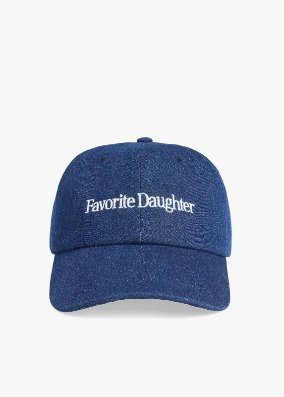 THE WASHED DENIM BASEBALL HAT sold by Favorite Daughter