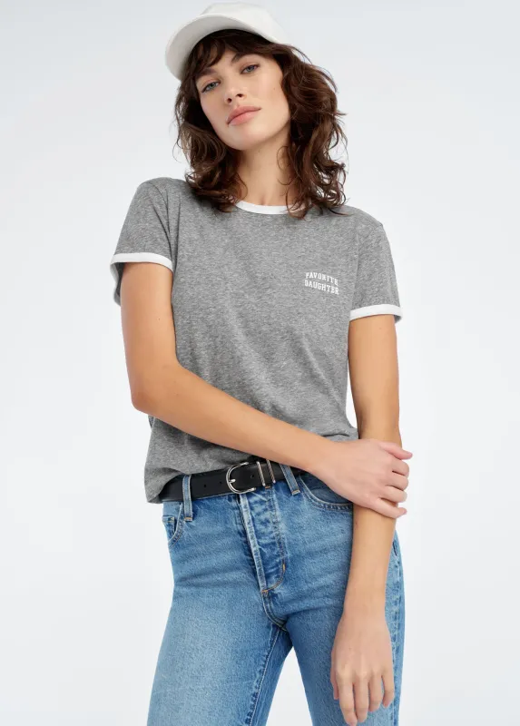 THE COLLEGIATE CHEST LOGO RINGER TEE sold by Favorite Daughter