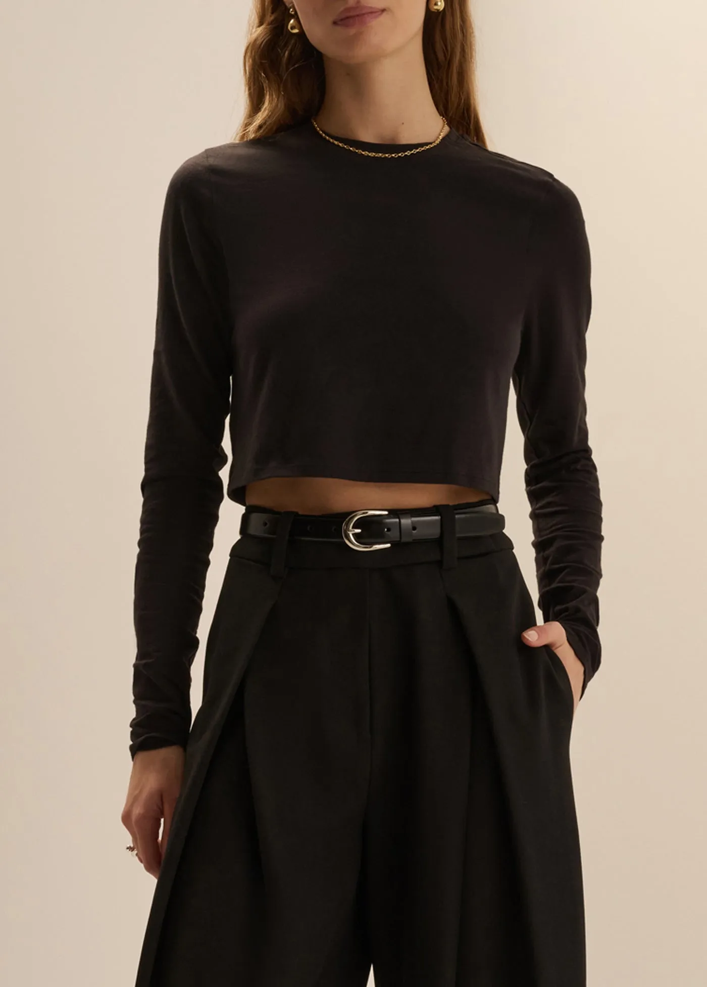 THE LONG SLEEVE LAURA CROP TOP sold by Favorite Daughter