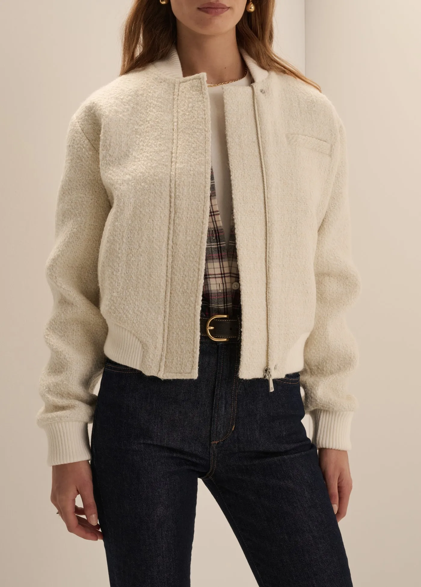 THE BOUCLE STUDIO BOMBER sold by Favorite Daughter