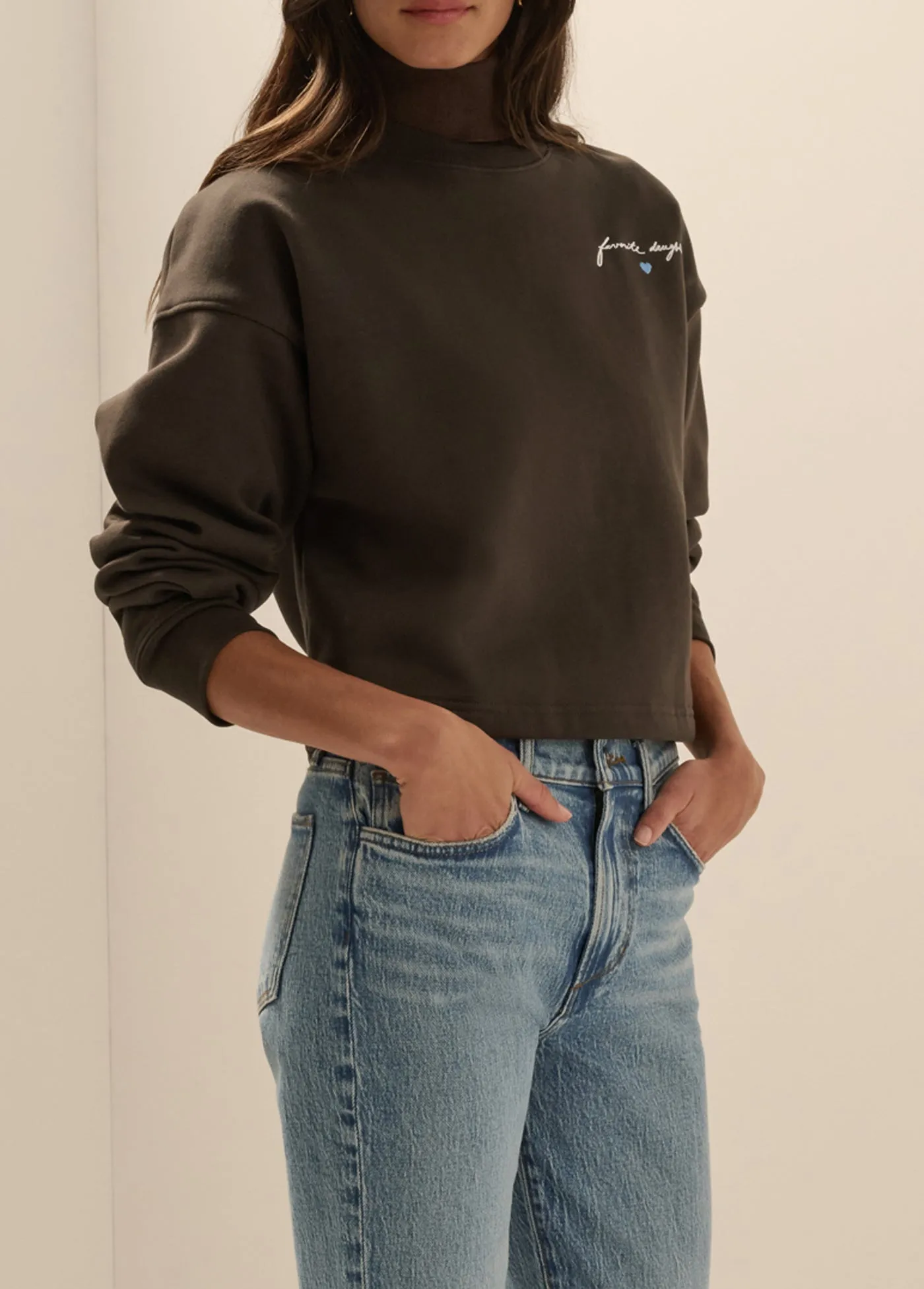 THE CROPPED SIGNATURE SWEATSHIRT sold by Favorite Daughter product image thumbnail 3