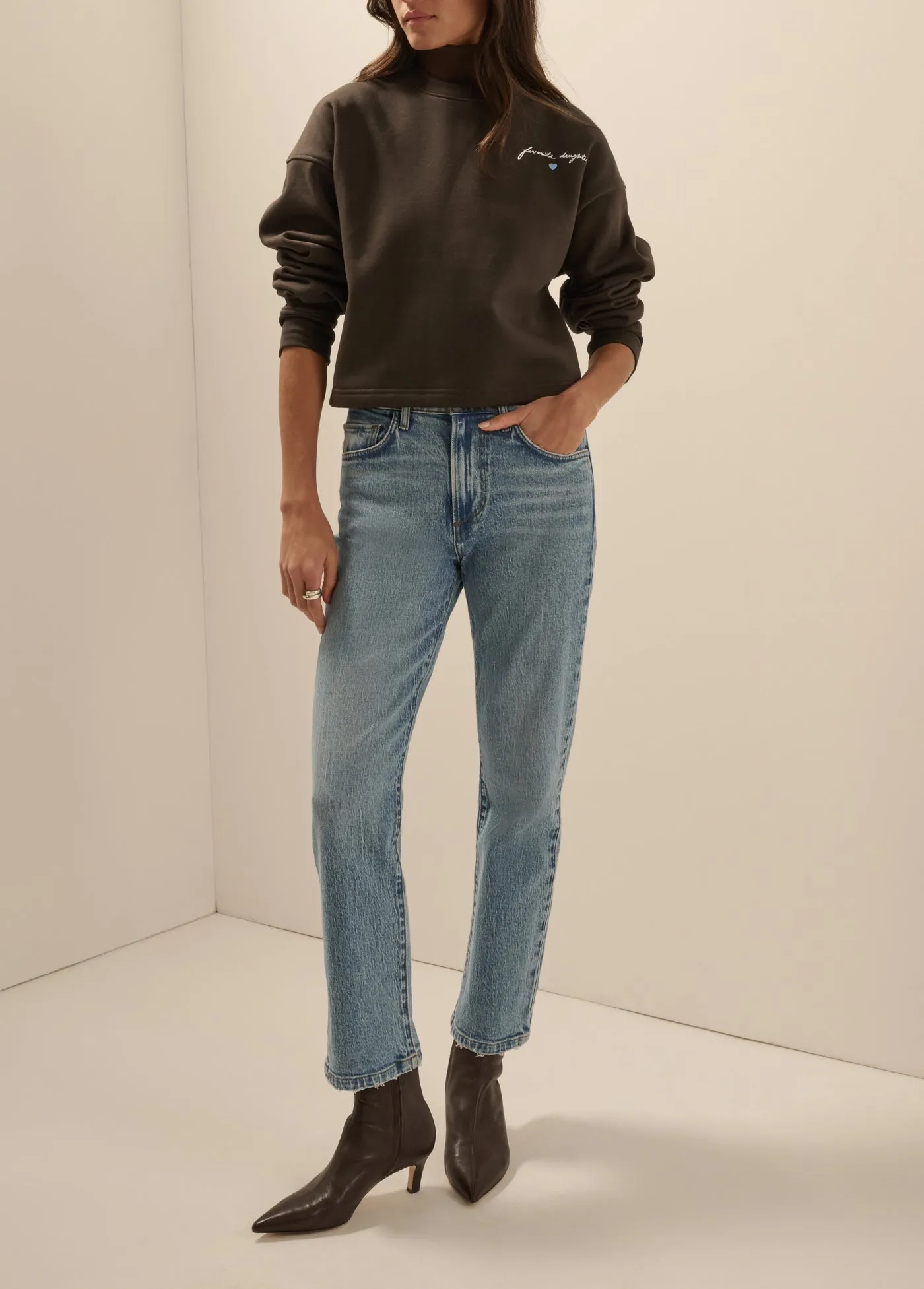 THE CROPPED SIGNATURE SWEATSHIRT sold by Favorite Daughter product image thumbnail 2