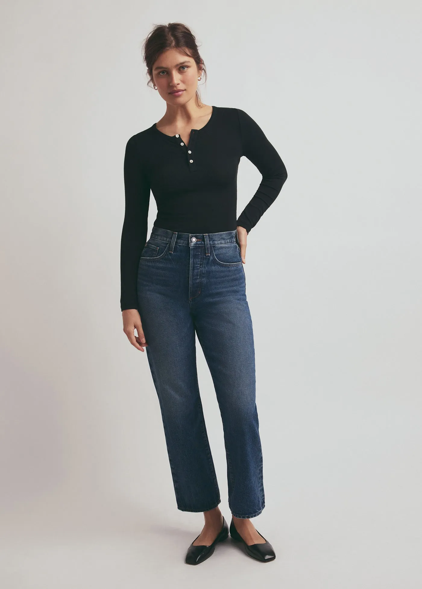 THE HENLEY RIBBED LONG SLEEVE sold by Favorite Daughter product image thumbnail 3