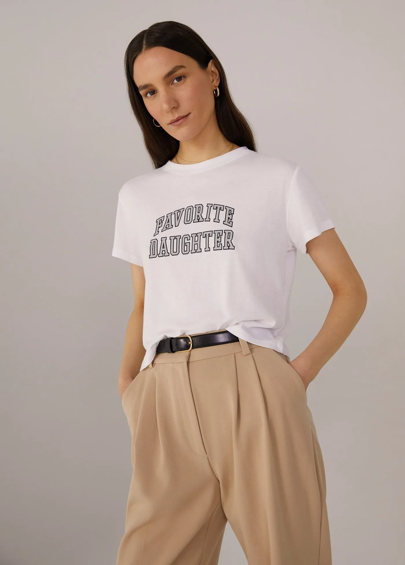 THE CROPPED COLLEGIATE TEE sold by Favorite Daughter