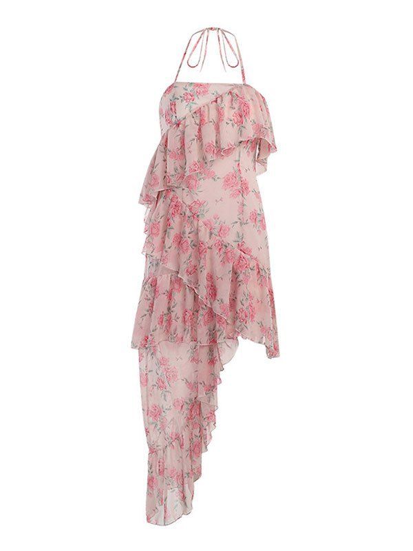 Irregular Floral Halter Mini Dress sold by Emmiol product image thumbnail 5