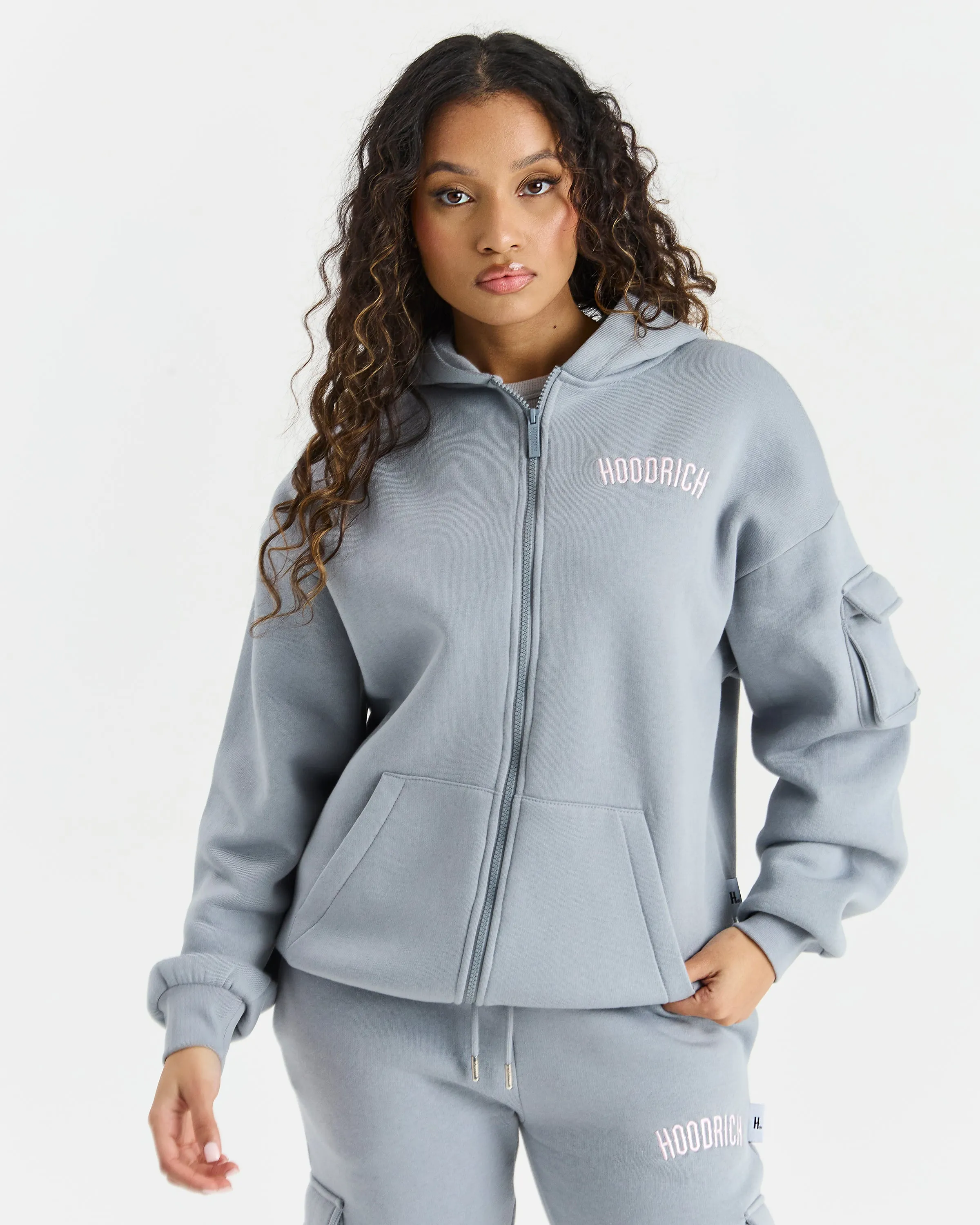 Luna Full Zip Hoodie - Grey/Pink sold by Hoodrich