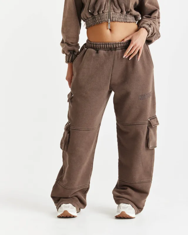 Collision Oversized Wide Leg Joggers - Brown sold by Hoodrich