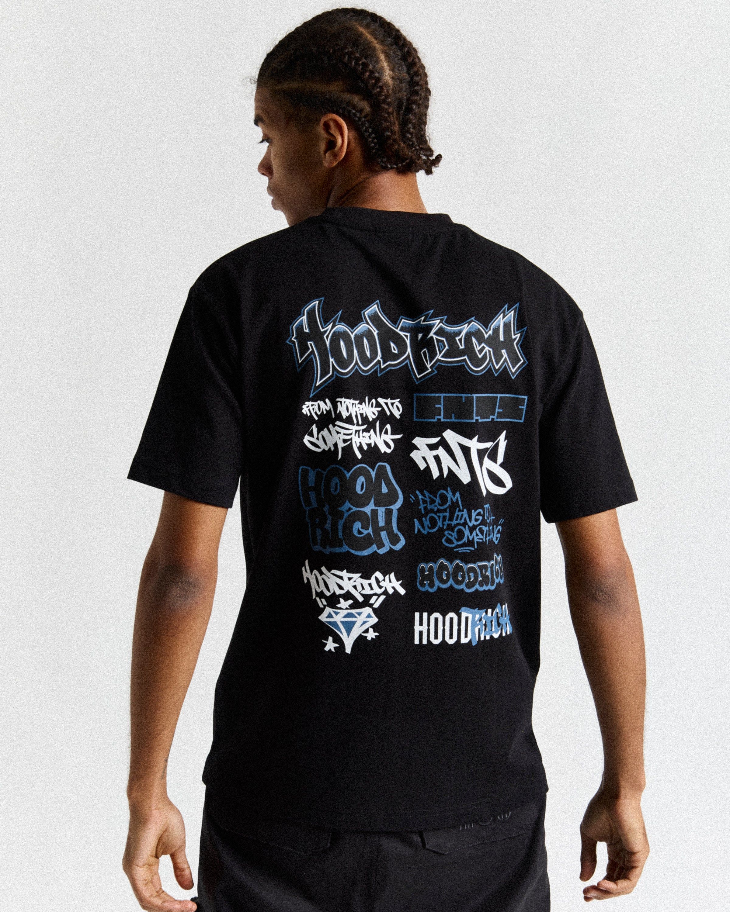 Graffiti Tag T-Shirt - Black/Blue sold by Hoodrich