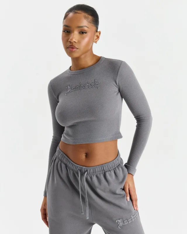 Tagra Long Sleeve Fitted T-Shirt - Grey made by Hoodrich